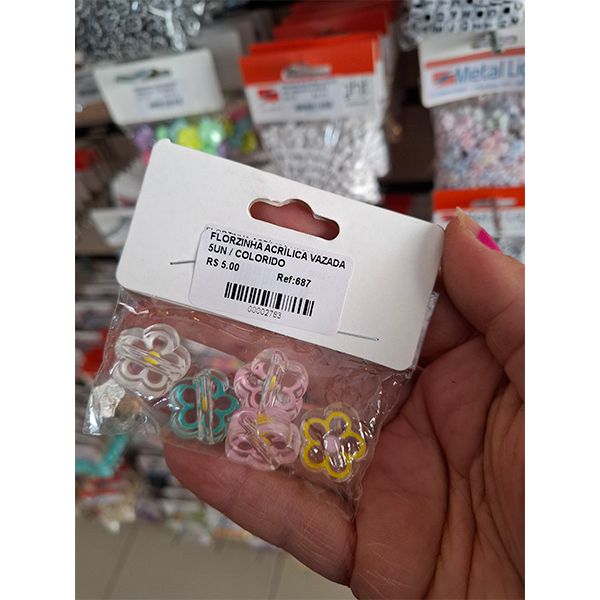 FLORZINHA ACRÍLICA VAZADA 5UN 687 .
