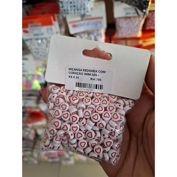 MIÇANGA REDONDA COM CORAÇÃO 8MM 50G 795 .