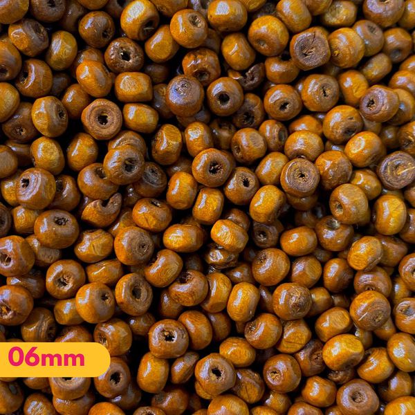 Bolas de Madeira Marrom Tamanhos 06/14/24 e 30MM - 50g