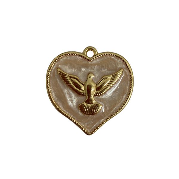 Pingente Dourado Espírito Santo Resina Perola