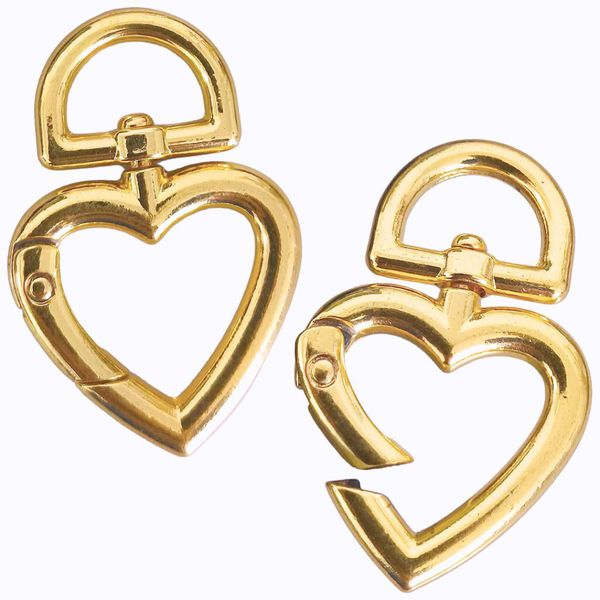 Mosquetão Articulado Coração Dourado 32mm - 2 Unidades