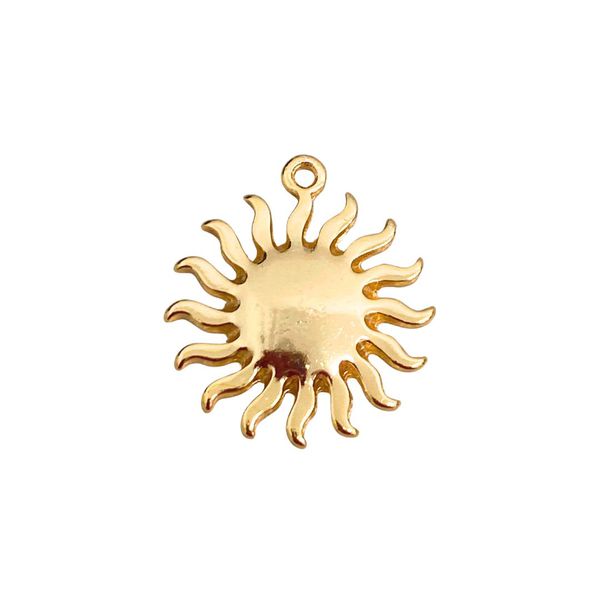 Pingente Grande Sol Dourado Liso - 1 Unidade