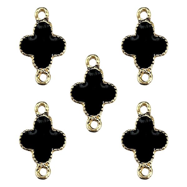 Pingente Trevo 4 Folhas Menor Preto - 5 Unidades