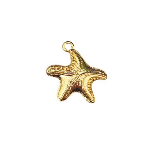 Pingente Estrela do Mar Trabalhada Dourado - 1 Unidade