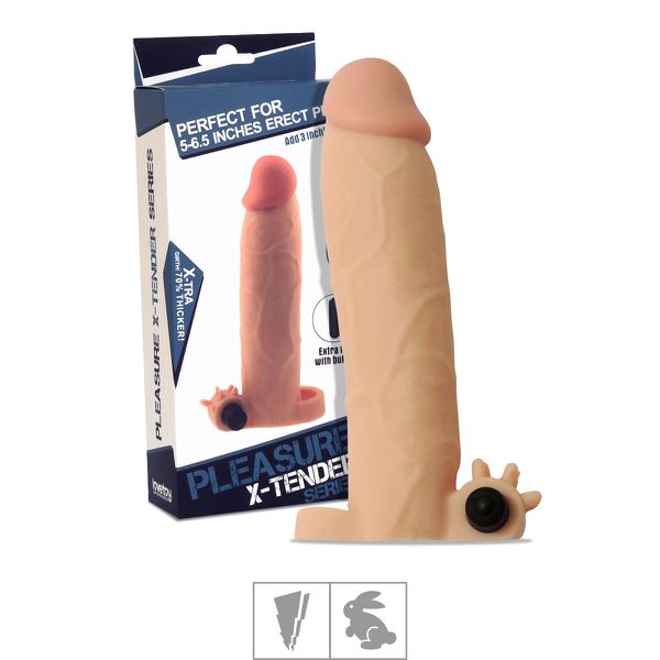 *Capa Peniana de 12cm Para 21cm Com Vibro e Veias SI (1235) - Bege