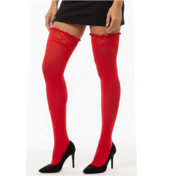 Meia 7/8 Fina Com Renda Desirer (17918) - Vermelho