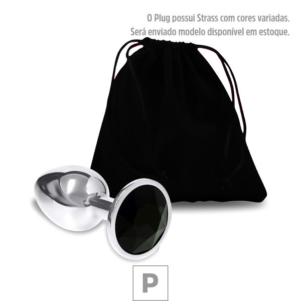 **Plug Metálico P Com Strass Variados 6cm SI (5845) - Cromado