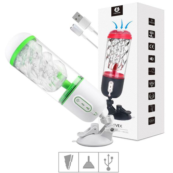 Masturbador Lanterna Com Vibro Vivek SI - (7009) - Branco C/ Verde