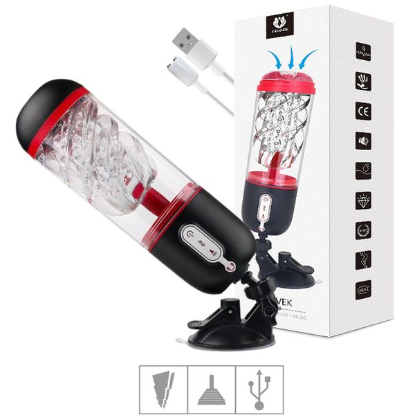 Masturbador Lanterna Com Vibro Vivek SI - (7009) - Preto c/ Vermelho