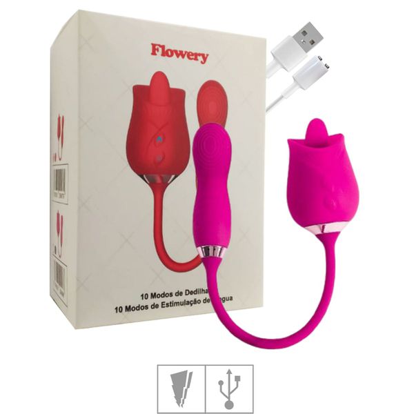 Estimulador Recarregável Formato de Rosa Flowery SI (7867) - Magenta