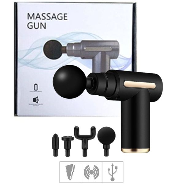 Vibrador Recarregável Massage Gun - (7931) - Preto C/ Dourado
