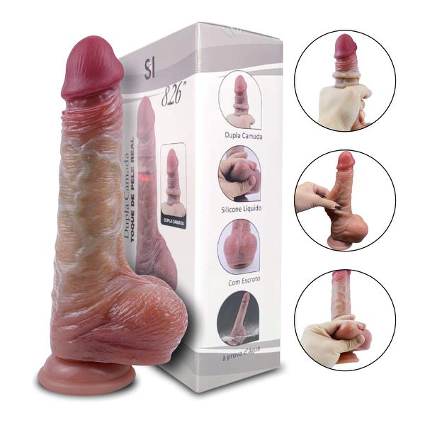 Prótese 15x13cm Com Ventosa e Escroto SI (9120) - Bege