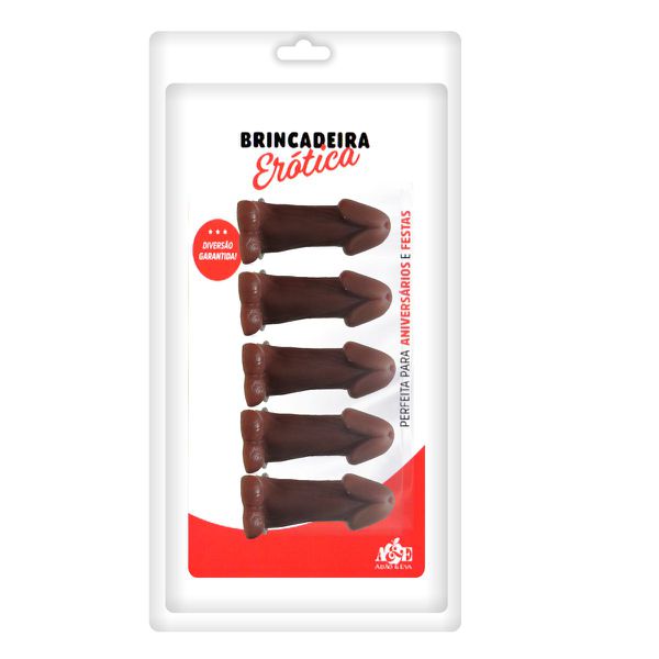 Chaveiros Mini Pênis Com Escroto 5un (BC019) - Marrom