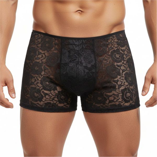 Cueca Box em Renda (CP6071) - Preta