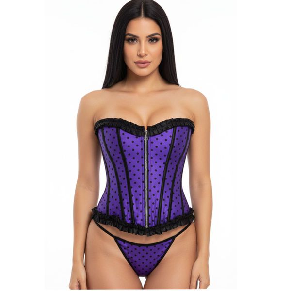Corselet Tomara Que Caia C/ Ziper Frontal - (CS016) - Roxo com Preto