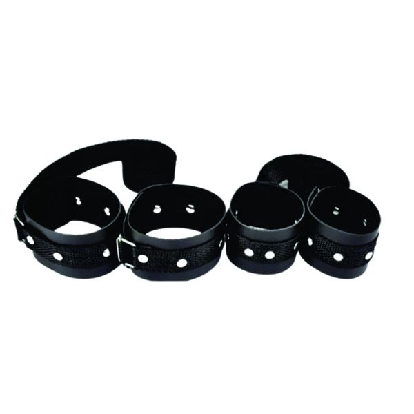 Kit Bondage Braceletes e Tornozeleiras (DX517) - Preto