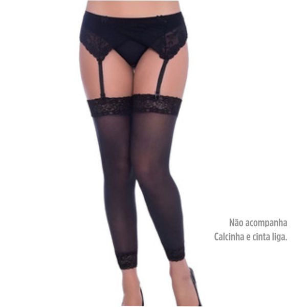 Meia Fina 7/8 Com Renda - (GS102) - Preta