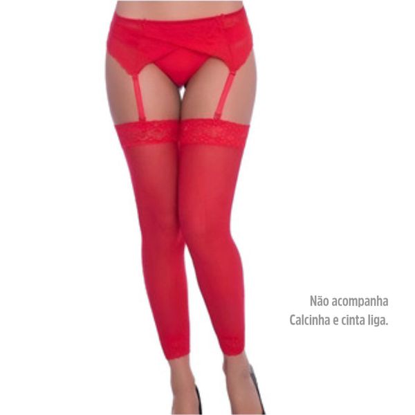 Meia Fina 7/8 Com Renda - (GS102) - Vermelho