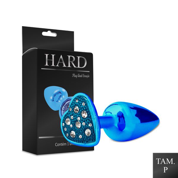 Plug de Metal Com Pedra de Coração Cravejada (HA136) - Azul