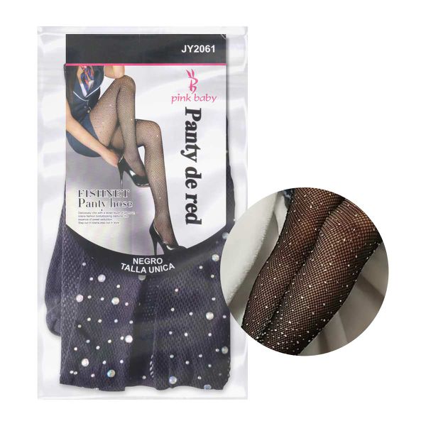 Meia Calça Arrastão Com Strass -(JY2061) - Preta