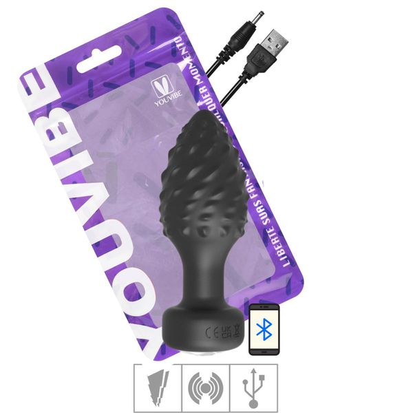 Plug de Silicone Com Vibro Via APP VP (PL193) - Preto