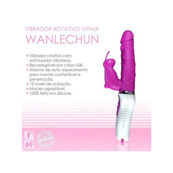 *Vibrador Rotativo Auto Aquecimento Recarregével VP (RT015-14566) - Roxo