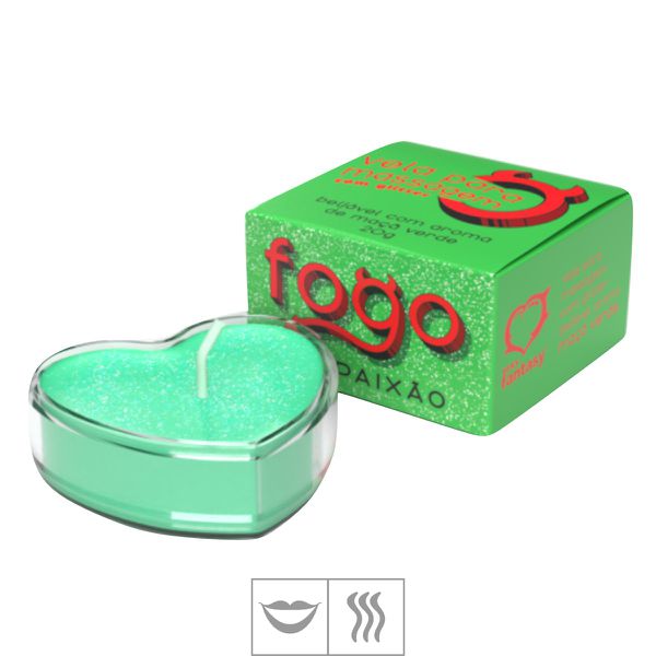 Vela Beijável Fogo da Paixão Com Glitter 20g SF (ST892-ST669) - Maçã Verde