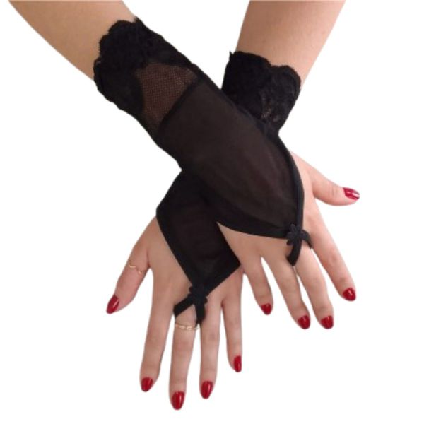 Luva em Tule Com Renda (ST972) - Preta