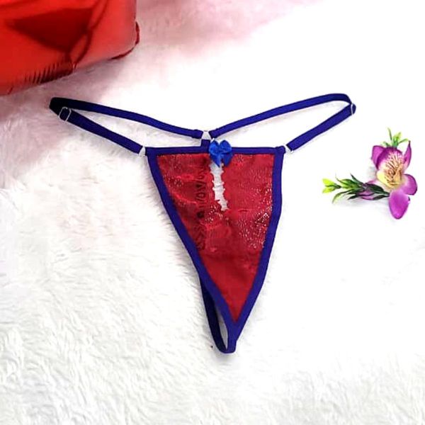 Calcinha Com Abertura Frontal - (Y5068) - Vermelho c/ Azul