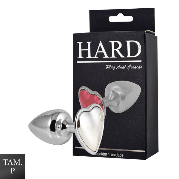 Plug de Metal Cromado Com Pedra de Coração (HA161C)- - Cromado