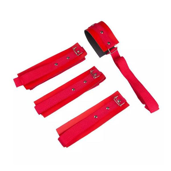 Kit Bondagem 4 Amarra em Couro Sintético (KB4C) - Vermelho