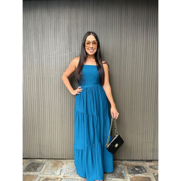 Vestido Luiza Azul Petróleo