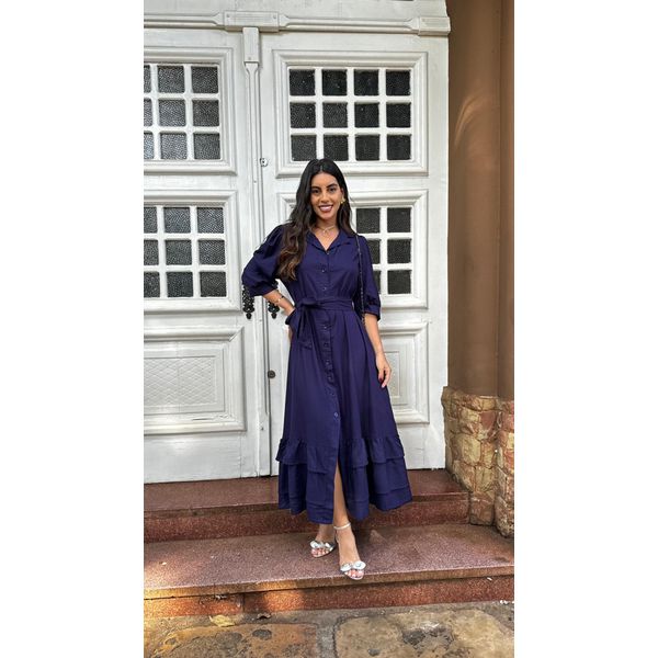 Vestido Longo Alice Azul Marinho