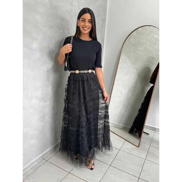 Saia De Tule Preta