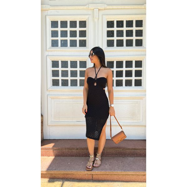 Vestido Raissa de Trico Preto 