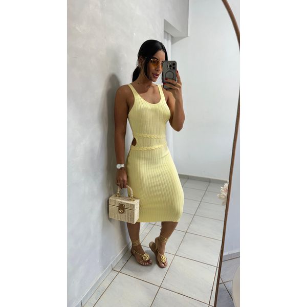 Vestido Midi Camila Amarelo Manteiga
