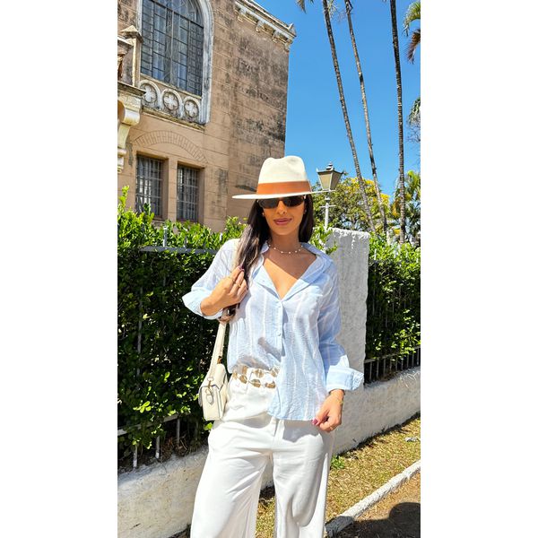 Camisa Listrada Azul Bebê