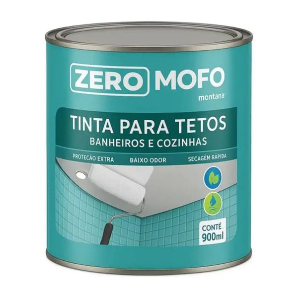 TINTA PARA TETO BANHEIROS E COZINHAS ZERO MOFO BRANCO ACETINADO MONTANA 900ML