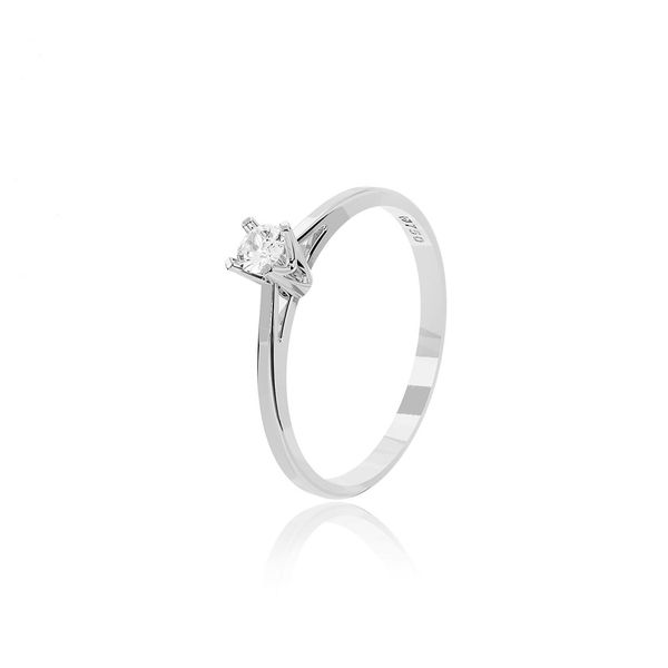 Anel Ouro Branco 18K Solitário de Brilhante 0,09CT - MI28557 - MICHELETTI JOIAS