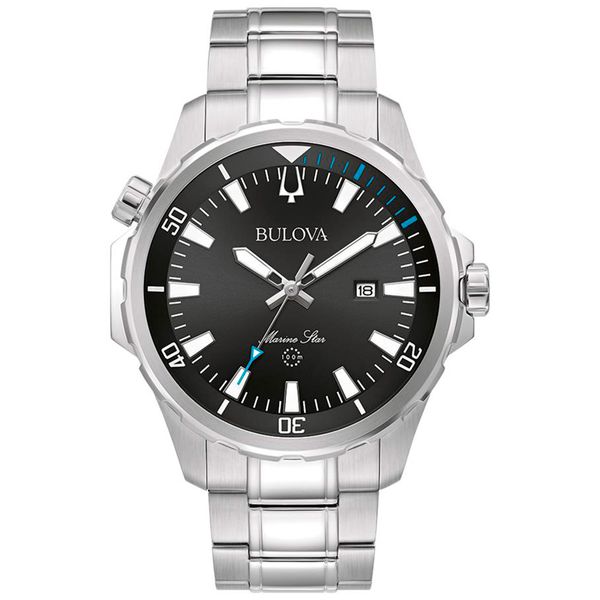 Relógio Bulova Aço Marine Star Mostrador Preto e Branco