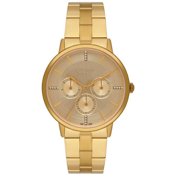 Relógio Orient Analógico Dourado Mostrador Champanhe FGSSM090