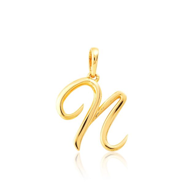 Pingente de Letra N de Ouro 18K Feminino