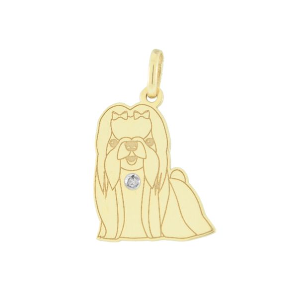 Pingente Cachorro Lhasa Apso em Ouro 18K