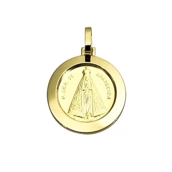 Pingente Medalha Nossa Senhora Aparecida em Ouro 18K