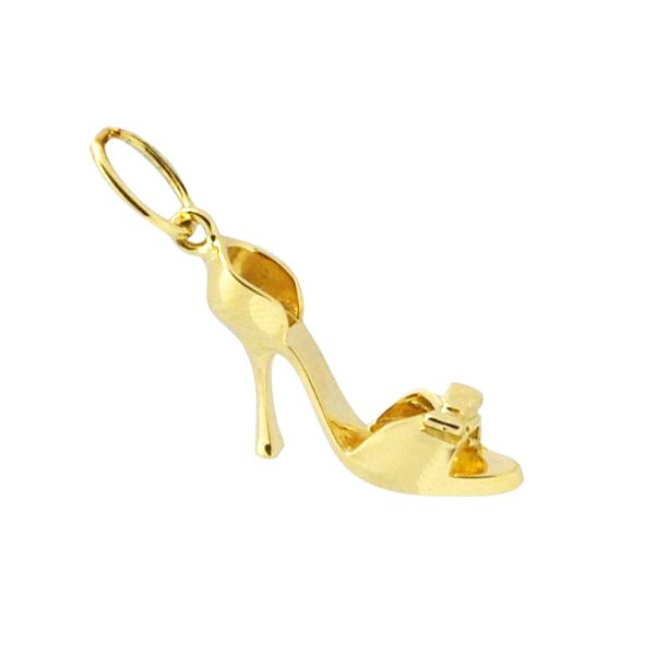 Pingente Sapato Sandália Laço em Ouro Amarelo 18K