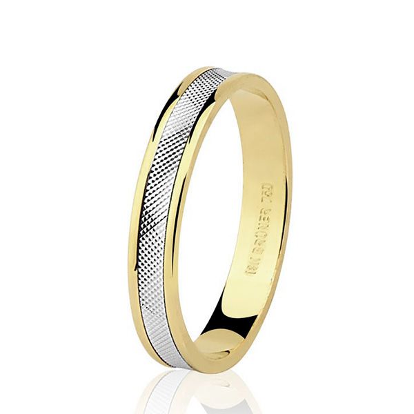 Aliança Unitária Ouro 18K Bicolor Trabalhada - 75.0131.04.00... - MICHELETTI JOIAS