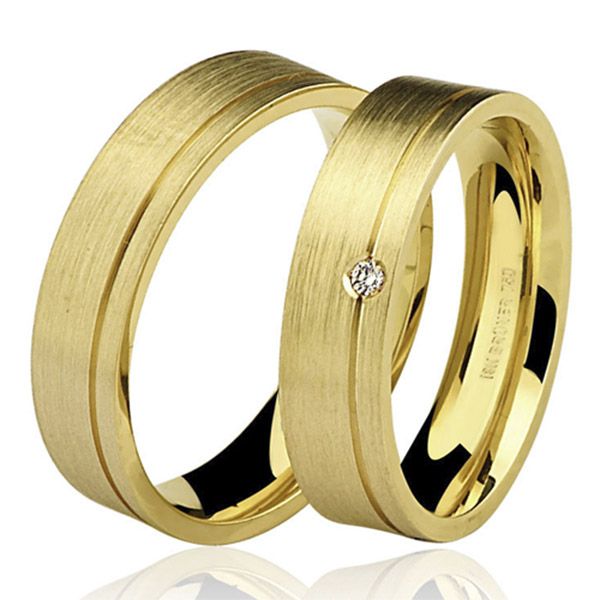 PAR de Aliança com Brilhante em Ouro 18K - 76.0187.02.0002/... - MICHELETTI JOIAS