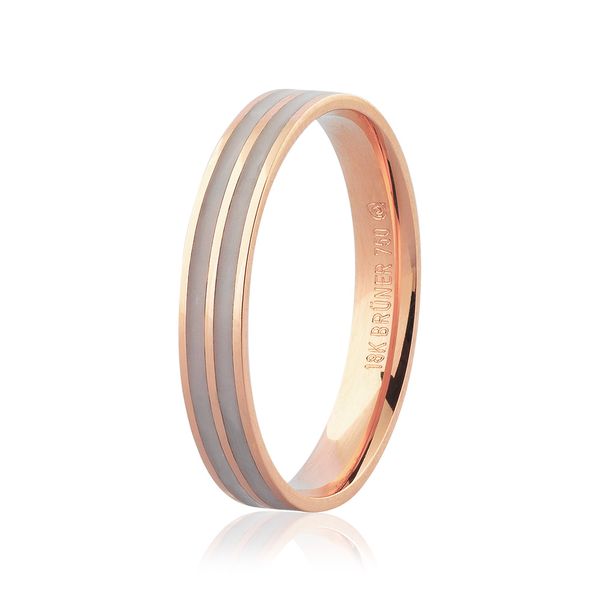 Aliança de Ouro Rosé 18K com Detalhe Pigmentado 3,5mm