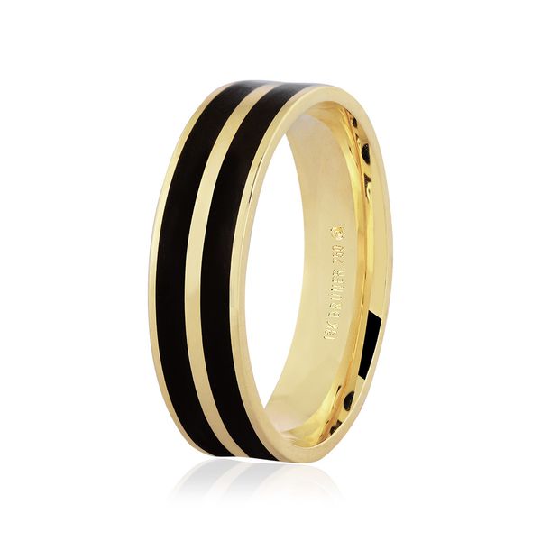Aliança em Ouro 18K Detalhe Pigmento 5mm - 75.0361.02.0986 - MICHELETTI JOIAS
