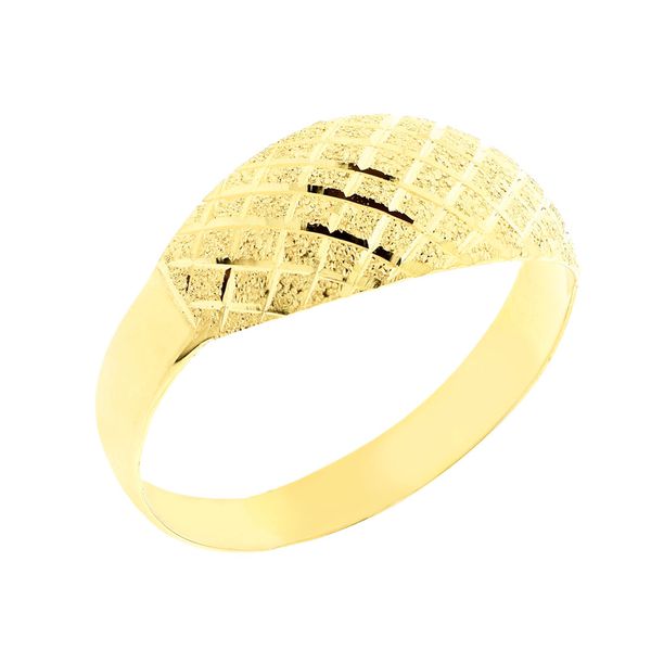 Anel Ouro 18K Feminino Diamantado e Fosco